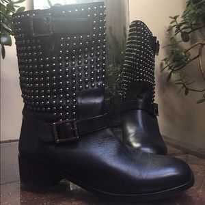Vince Camuto studded leather moto boot size 10